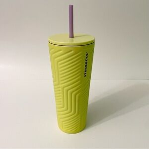 Starbucks 2024 Winter Angular Neon Yellow Stainless Steel Tumbler